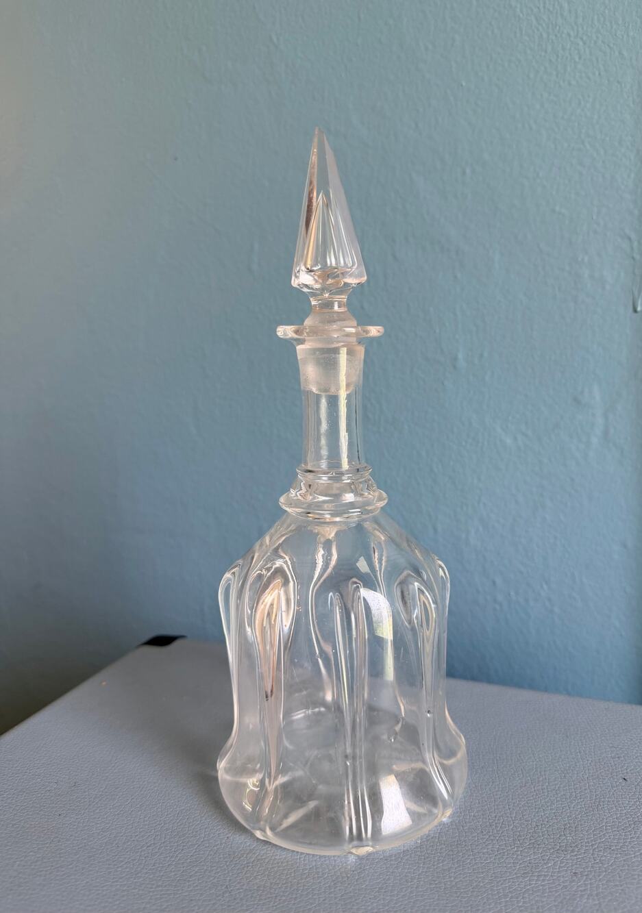 Antique Newcastle Bell Decanter Victorian Pillar Moulded Lead Glass English 1850